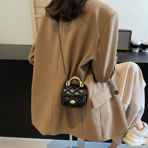 秋冬季迷你小包包女2025新款時尚菱格鏈條包單肩斜背口紅包馬鞍包