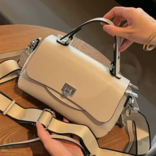 雙肩帶真皮斜後後背包手提小包包女氣質2026冬季新款軟牛皮單肩馬鞍包