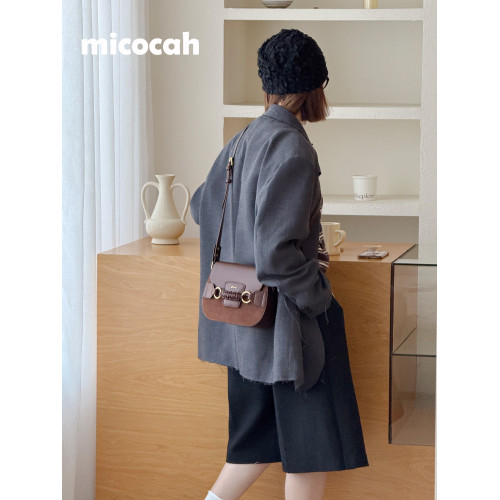 Micocah「熔巖蛋糕」美式復古秋冬馬鞍包單肩女包斜後後背包小衆包包