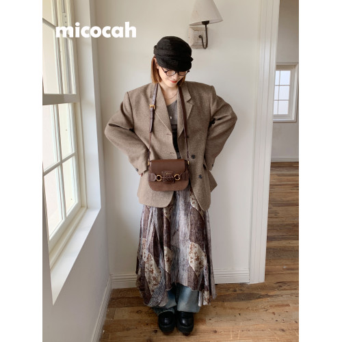 Micocah「熔巖蛋糕」美式復古秋冬馬鞍包單肩女包斜後後背包小衆包包