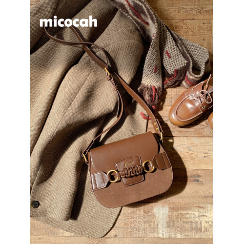 Micocah「熔巖蛋糕」美式復古秋冬馬鞍包單肩女包斜後後背包小衆包包