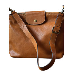 2024復古植鞣牛皮包包女包真皮單肩斜後後背包簡約休閒款大容量餃子包