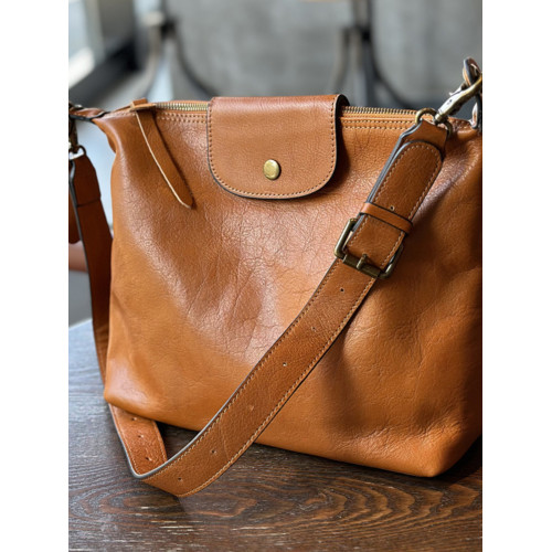 2024復古植鞣牛皮包包女包真皮單肩斜後後背包簡約休閒款大容量餃子包