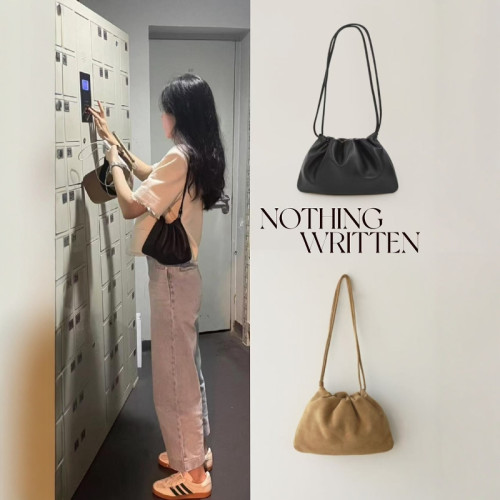 韓國nothing written雲朵包 金智秀同款羊皮抽繩褶皺單肩斜後後背包 韓國nothing written雲朵包 金智秀同款羊皮抽繩褶皺單肩斜後後背包