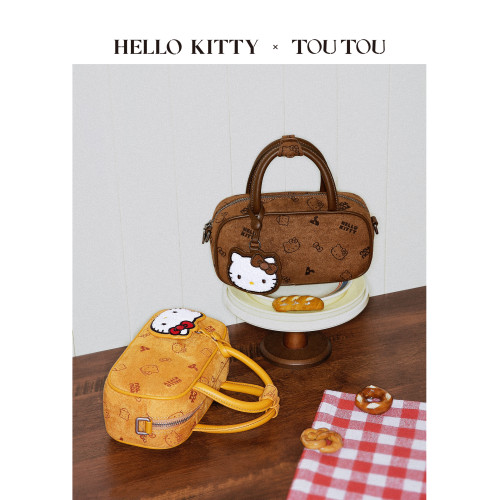 生日禮物TOUTOUhellokitty凱蒂貓棕色保齡球包斜後後背包手提斜後後背包女