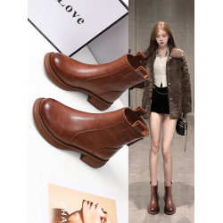 短靴子女2025年新款秋冬季英倫風爆款真皮馬丁靴厚底顯瘦加絨棉鞋