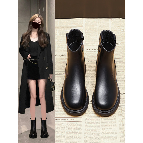 短靴子女2025年新款秋冬季英倫風爆款真皮馬丁靴厚底顯瘦加絨棉鞋 短靴子女2025年新款秋冬季英倫風爆款真皮馬丁靴厚底顯瘦加絨棉鞋