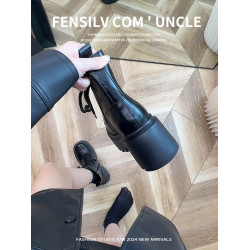 真皮馬丁靴女11cm小個子英倫增高單靴黑色爆款秋冬加絨厚底短靴