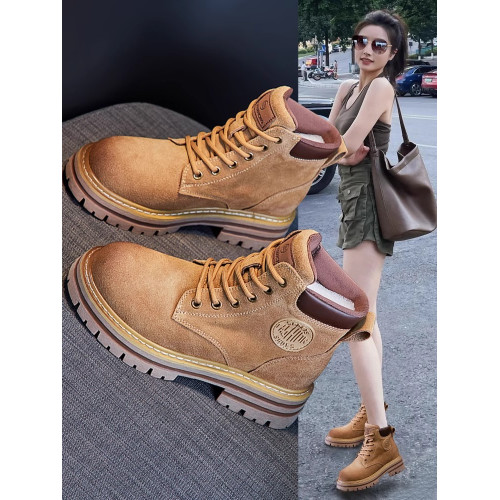 真皮馬丁靴女工裝靴2026新款春夏加絨英倫風厚底內增高短靴大黃靴 真皮馬丁靴女工裝靴2026新款春夏加絨英倫風厚底內增高短靴大黃靴