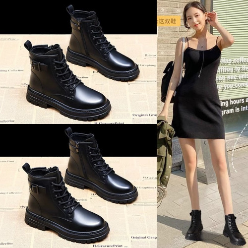 品牌真皮馬丁靴女靴2025秋冬新款女鞋厚底軟皮短靴加絨保暖棉鞋子