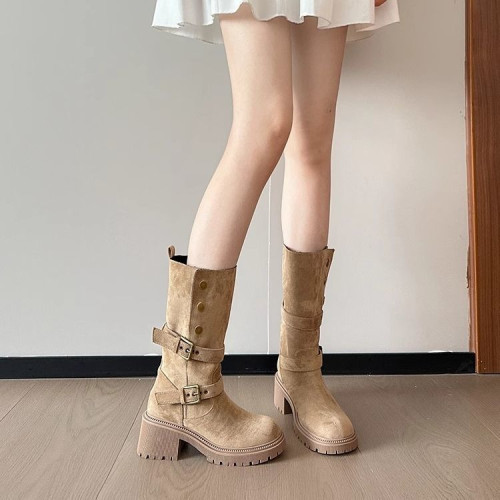 六點大淑真皮內增高復古美拉德馬丁靴女秋新款不過膝兩穿西部短靴 六點大淑真皮內增高復古美拉德馬丁靴女秋新款不過膝兩穿西部短靴