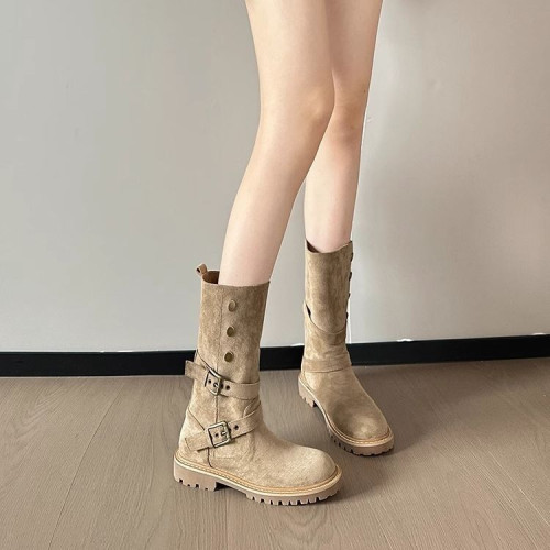 六點大淑真皮內增高復古美拉德馬丁靴女秋新款不過膝兩穿西部短靴 六點大淑真皮內增高復古美拉德馬丁靴女秋新款不過膝兩穿西部短靴