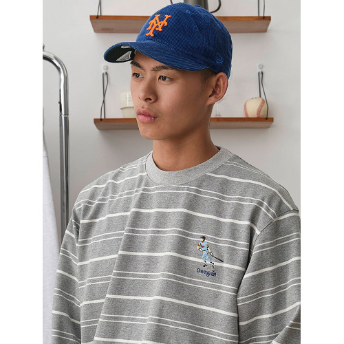 Battles 棒球條紋長袖T恤重磅320g純棉寬鬆休閒美式復古基礎百搭