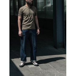 惡犬BRONSON美式復古亨利領短袖t恤男雙紗長絨純棉阿美哢嘰打底衫