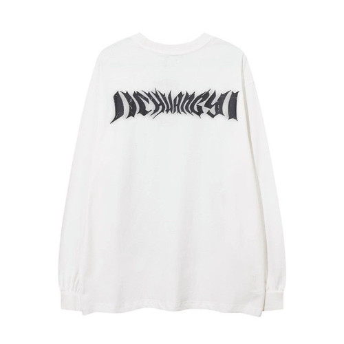 100%純棉美式秋季復古潮牌hiphop街頭印花長袖T恤男女寬鬆打底衫