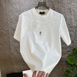 短袖t恤春秋新款輕奢潮牌男裝休閒時尚燙鑽男士韓版圓領半袖上衣