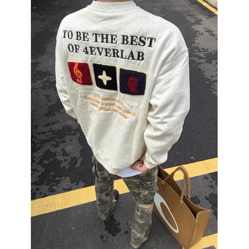 美式高街毛巾刺綉衛衣男女春秋冬薄款加絨加厚內搭打底長袖上衣潮