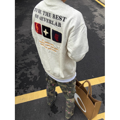 美式高街毛巾刺綉衛衣男女春秋冬薄款加絨加厚內搭打底長袖上衣潮