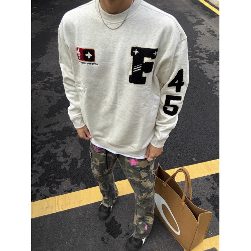 美式高街毛巾刺綉衛衣男女春秋冬薄款加絨加厚內搭打底長袖上衣潮