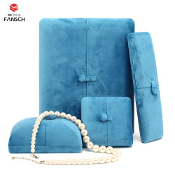 新款按釦雙釦首飾盒超軟絲絨戒指盒耳釘吊墜盒珍珠項鍊盒子淺紫色