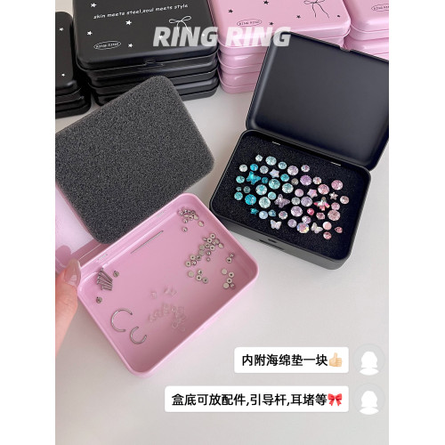耳釘專用收納盒耳飾首飾盒飾品華子耳飾盒海綿耳骨釘RINGRING商店