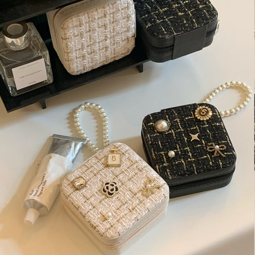 原創！小香風可攜式首飾盒手飾品收納盒戒指項鍊耳釘防氧化大容量