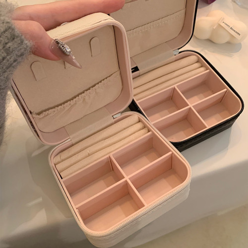 原創！小香風可攜式首飾盒手飾品收納盒戒指項鍊耳釘防氧化大容量