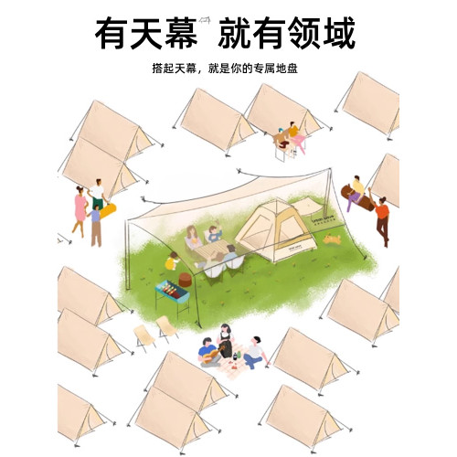 黑膠天幕帳篷戶外桌椅露營六件套野營可攜式免搭建速開防曬大遮陽棚