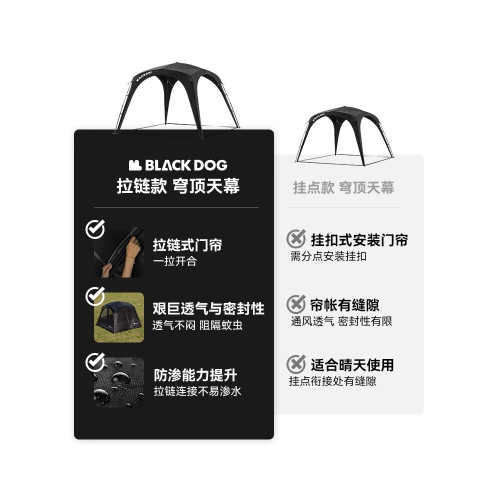 BLACKDOG黑狗速開穹頂星穹天幕戶外露營黑膠防曬帳篷遮陽棚免搭建