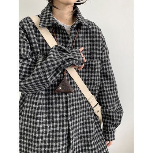 格子襯衫男長袖春秋新款美式復古加厚磨毛青少年寬鬆休閒襯衣外套 格子襯衫男長袖春秋新款美式復古加厚磨毛青少年寬鬆休閒襯衣外套