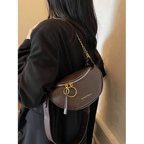 秋冬休閒鏈條包包女士2026新款潮時尚百搭單肩斜後後背包高級感馬鞍包