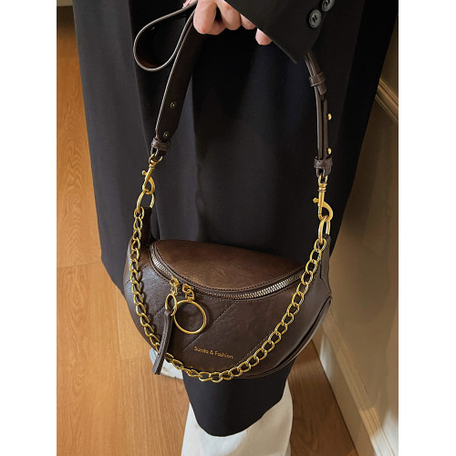 秋冬休閒鏈條包包女士2026新款潮時尚百搭單肩斜後後背包高級感馬鞍包