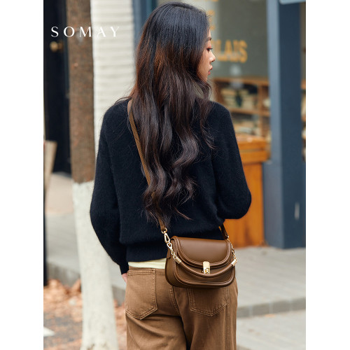 馬鞍包包女士2026新款春夏百搭單肩斜後後背包女款小衆通勤手提女包小