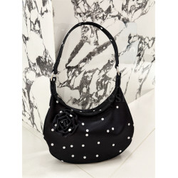 hai花朵月牙包包小衆設計淑女復古絲綢緞面玫瑰花手拎腋下單肩包