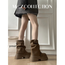 棕色美拉德馬丁靴女2026新款秋季厚底增高褲琯短筒英倫風堆堆靴子