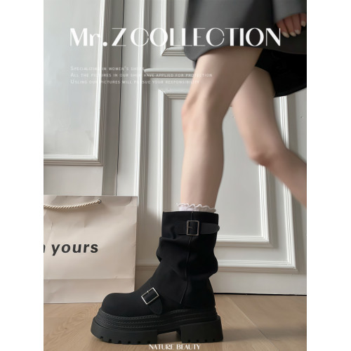 棕色美拉德馬丁靴女2026新款秋季厚底增高褲琯短筒英倫風堆堆靴子