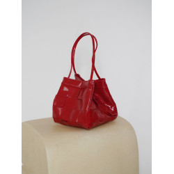 PANLULUPAN小衆設計頭層油蠟牛皮編織手提單肩斜背通勤女小方水桶