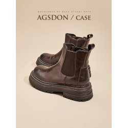 奧古獅登復古切爾西短靴女2026新款春季厚底英倫風馬丁靴巨好看爆