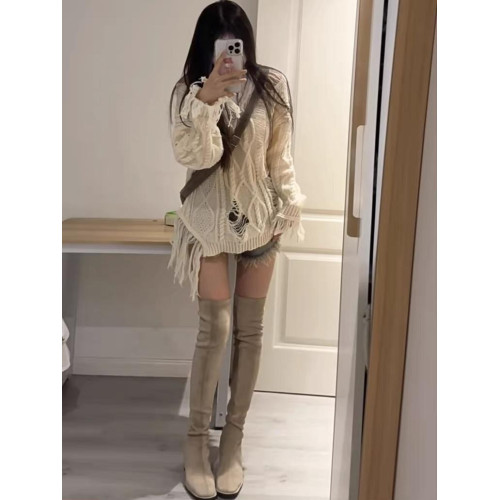 西魚許5050方頭粗跟瘦腿過膝長靴女高跟高筒靴秋冬顯瘦彈力長筒靴