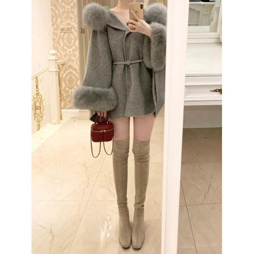 西魚許5050方頭粗跟瘦腿過膝長靴女高跟高筒靴秋冬顯瘦彈力長筒靴