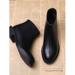 馬丁靴女英倫風2024年新款秋冬季粗跟後拉鍊切爾西短靴女加絨單靴