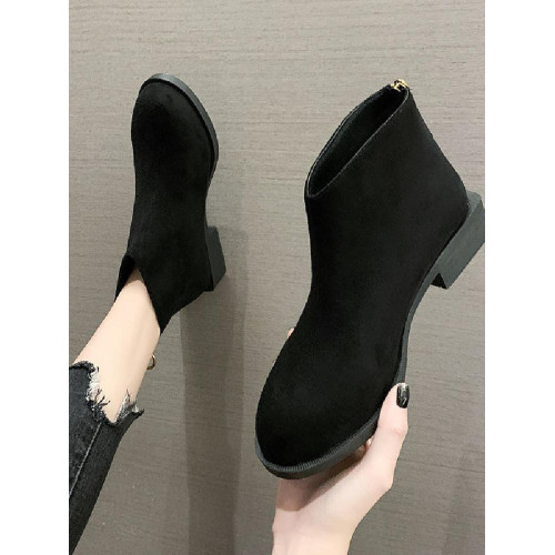 馬丁靴女英倫風2024年新款秋冬季粗跟後拉鍊切爾西短靴女加絨單靴