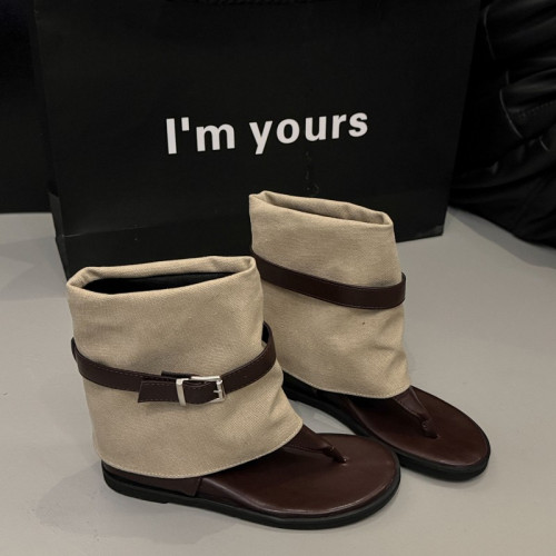 坡跟厚底內增高夾腳涼鞋女款2026新款凉靴褲琯靴西部牛仔羅馬靴子 坡跟厚底內增高夾腳涼鞋女款2026新款凉靴褲琯靴西部牛仔羅馬靴子