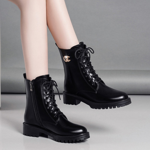 真皮意尓馬丁靴女平底2025新款春秋冬單靴粗跟加絨軟底防滑短靴子 真皮意尓馬丁靴女平底2025新款春秋冬單靴粗跟加絨軟底防滑短靴子