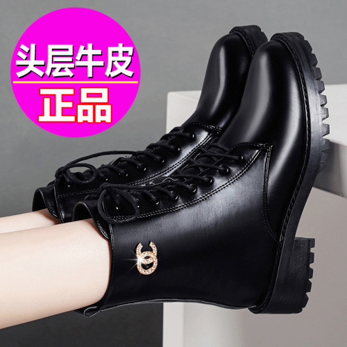 真皮意尓馬丁靴女平底2025新款春秋冬單靴粗跟加絨軟底防滑短靴子 真皮意尓馬丁靴女平底2025新款春秋冬單靴粗跟加絨軟底防滑短靴子