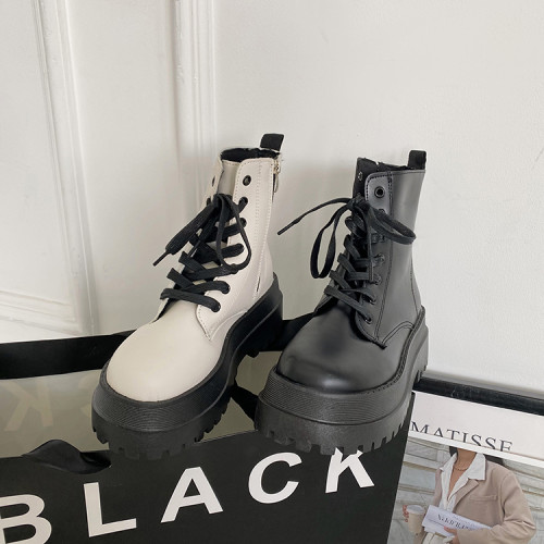 2025厚底馬丁靴女系帶小個子增高短筒靴子秋冬英倫顯腳小短靴鞋子 2025厚底馬丁靴女系帶小個子增高短筒靴子秋冬英倫顯腳小短靴鞋子