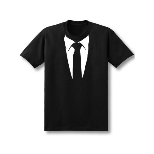 新款春夏個性西裝小領結 領帶印花純棉大碼寬鬆短袖T恤