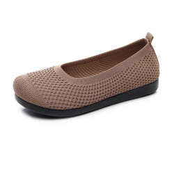 老北京布鞋女夏季飛織網面透氣豆豆鞋軟底軟面媽媽鞋淺口鏤空涼鞋