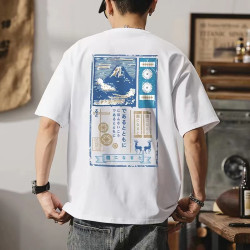 重磅純棉男士短袖t恤男美式個性字母印花圓領夏季260g半袖體恤衫