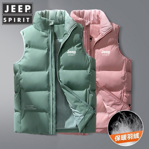JEEP白鴨絨羽絨馬甲男女款情侶裝保暖坎肩背心外穿大碼外套馬夾潮